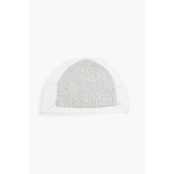 Lucinda crystal-embellished mesh-trimmed knitted beanie