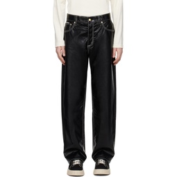 Black Benz Faux Leather Trousers 241640M191000