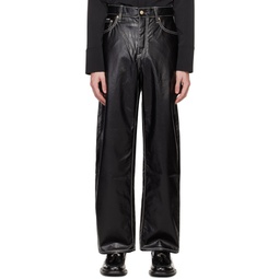 Black Benz Faux Leather Trousers 231640M186012