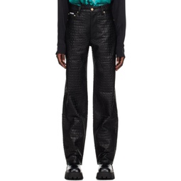 Black Benz Faux-Leather Jeans 232640F069015