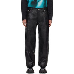 Black Benz Faux-Leather Pants 232640M186017