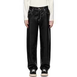 Black Benz Faux-Leather Trousers 241640M191000