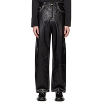 Black Benz Faux-Leather Trousers 231640M186012