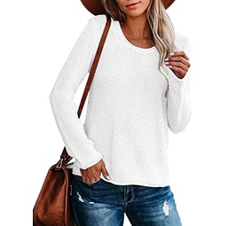 Ebifin Womens Crew Neck Pullover Sweater Solid Color Casual Warm Lightweight Knit Sweaters