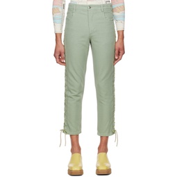 Green Laced Trousers 222830M191008