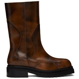 Brown Stacked Boots 241830M222001