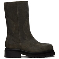 Brown Stacked Boots 241830F113000