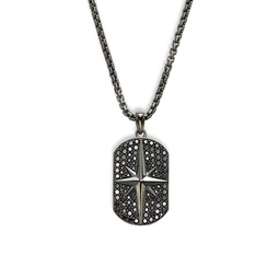 Black Rhodium Plated, Sterling Silver, & Black Spinel Pendant Necklace