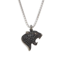 Sterling Silver, Rhodium-Plated Sterling Silver & Black Spinel Panther Pendant Necklace