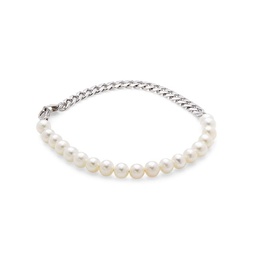 Sterling Silver & 4MM Round Freshwater Pearl Bracelet