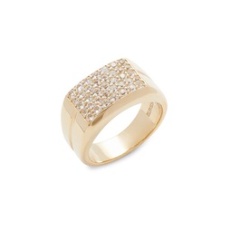 14K Goldplated Sterling Silver & Pave White Topaz Ring