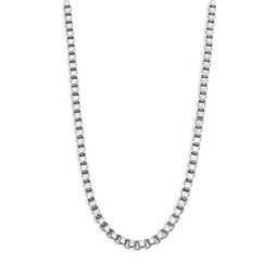 Sterling Silver Diagonal-Pattern Box Chain Necklace