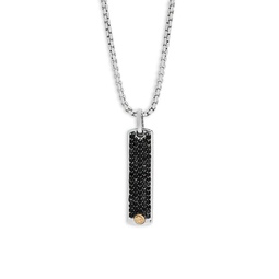 Black Sapphire, 18K Yellow Gold and Sterling Silver Pendant Necklace
