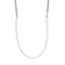 Sterling Silver & 5MM Round Freshwater Pearl Necklace
