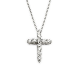 14K White Gold & Diamond Cross Pendant Necklace