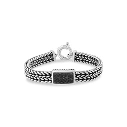 Sterling Silver & Black Spinel Foxtail Chain Bracelet