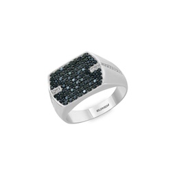 Sterling Silver, Black Sapphire & Diamond Ring