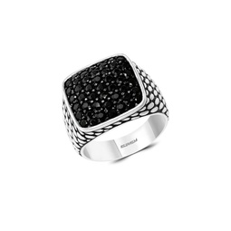 Sterling Silver & Black Spinel Band Ring