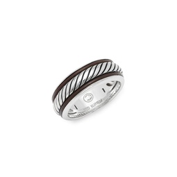 Leather and Sterling Silver Band Ring