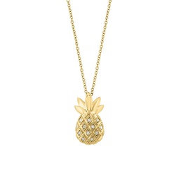 14K Yellow Gold & 0.06 TCW Diamond Pineapple Necklace/18