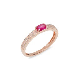 14K Rose Gold, Ruby & Diamond Ring