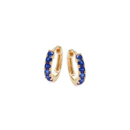 14K Yellow Gold & Sapphire Huggie Earrings