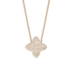 14K Yellow Gold & 0.27 TCW Diamond Clover Necklace