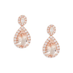 14K Rose Gold, Morganite & Diamond Drop Earrings
