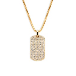 Goldplated Sterling Silver & White Sapphire Dog Tag Pendant Necklace