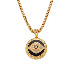 14K Goldplated Sterling Silver, Diamond & Onyx Evil Eye Pendant Necklace