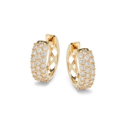 14K Yellow Gold 0.97 TCW Diamond Huggie Earrings