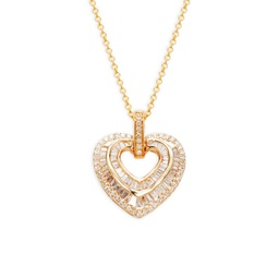 14K Yellow Gold & 0.58 TCW Diamond Heart Pendant Necklace/18
