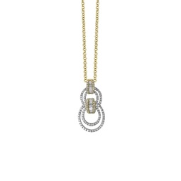 14K Two Tone Gold & 0.51 TCW Diamond Link Pendant Necklace