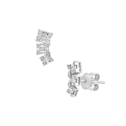 14K White Gold & 0.38 TCW Diamond Cluster Earrings