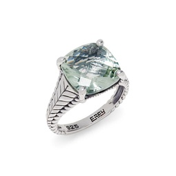 Sterling Silver & Green Amethyst Ring