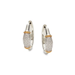 Goldplated Sterling Silver & Diamond Hoop Earrings