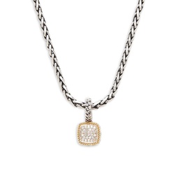 Two Tone 18K Yellow Gold, Sterling Silver & 0.11 TCW Diamond Necklace