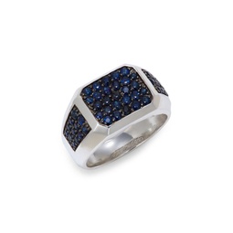 Sterling Silver & Sapphire Signet Ring