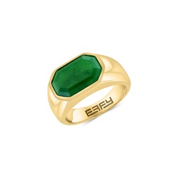 Goldplated Sterling Silver & Jade Ring