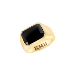 Goldtone Sterling Silver & Onyx Signet Ring