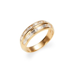 14K Goldplated Sterling Silver & White Sapphire Band Ring