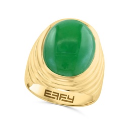 14K Goldplated Sterling Silve & Jade Dome Ring