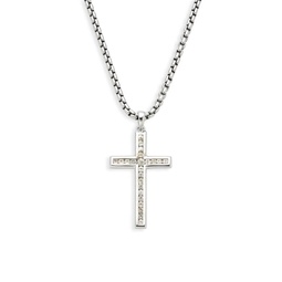 Sterling Silver & White Sapphire Cross Pendant Necklace