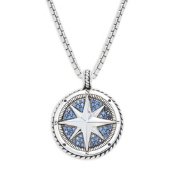 Sterling Silver & Sapphire Compass Pendant Necklace