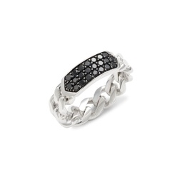 Sterling Silver & Black Spinel Link Chain Ring