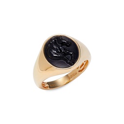 14K Goldplated Sterling Silver & Onyx Signet Ring