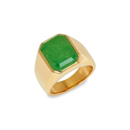 14K Goldplated Sterling Silver & 8.30 TCW Jade Ring