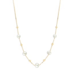 14K Goldplated Sterling Silver & 5-6MM Freshwater Pearl Station Necklace