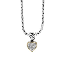 Sterling Silver, 18K Yellow Gold and Diamond Heart Pendant Necklace