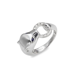 Sterling Silver, Sapphire & Diamond Ring